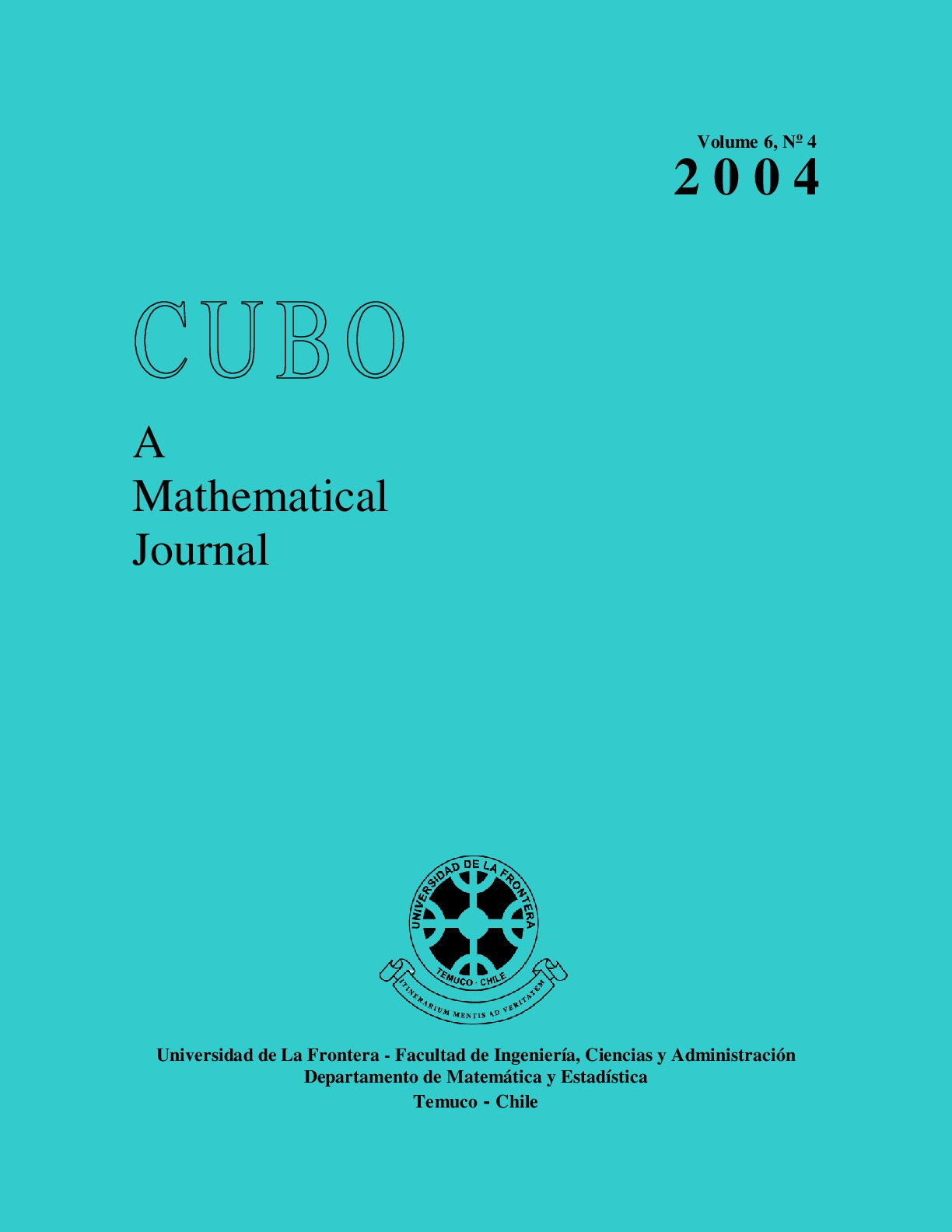 					View Vol. 6 No. 4 (2004): CUBO, A Mathematical Journal
				