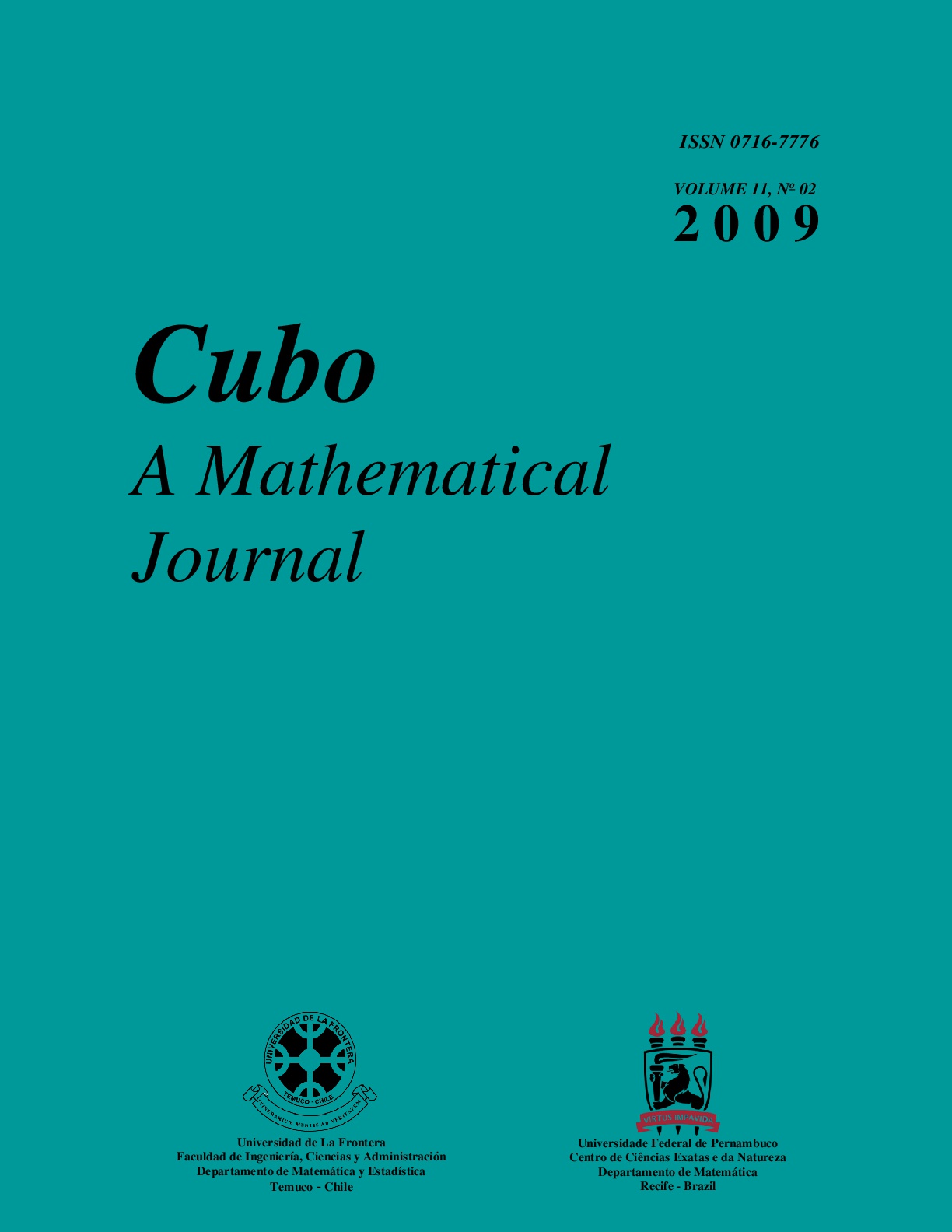 					View Vol. 11 No. 2 (2009): CUBO, A Mathematical Journal
				