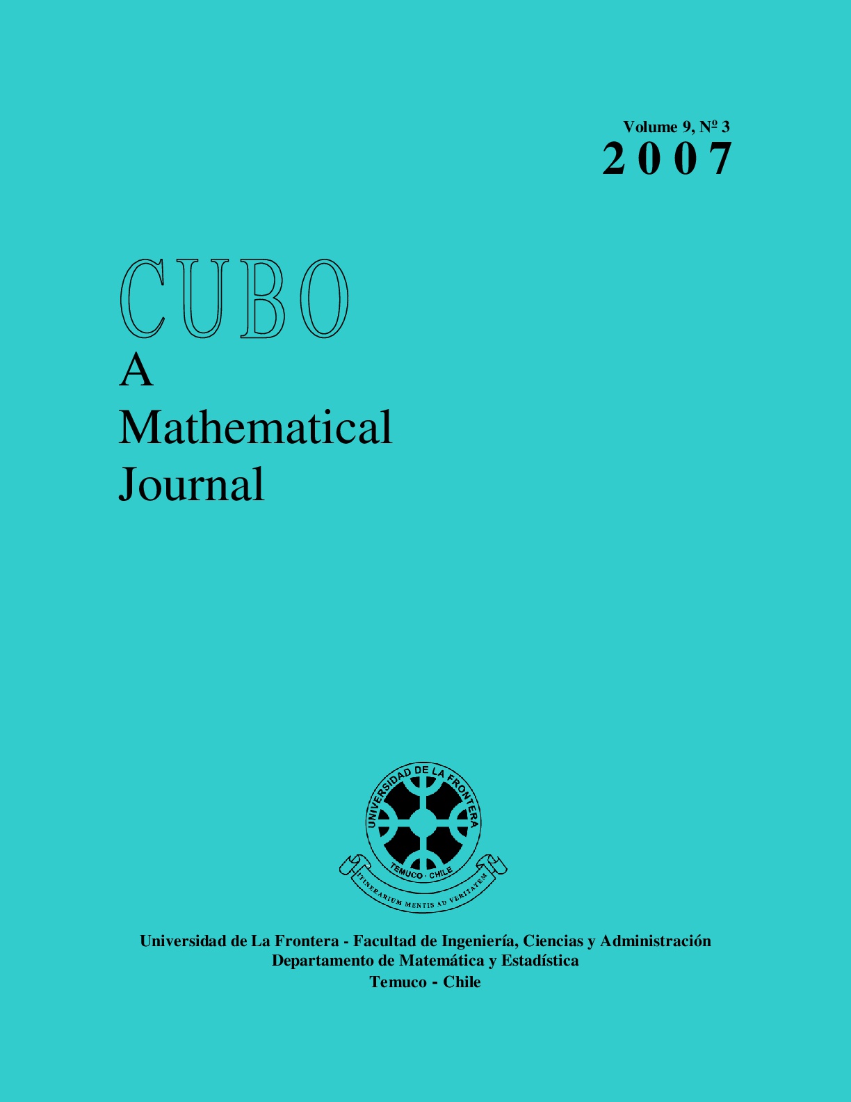 					View Vol. 9 No. 3 (2007): CUBO, A Mathematical Journal
				